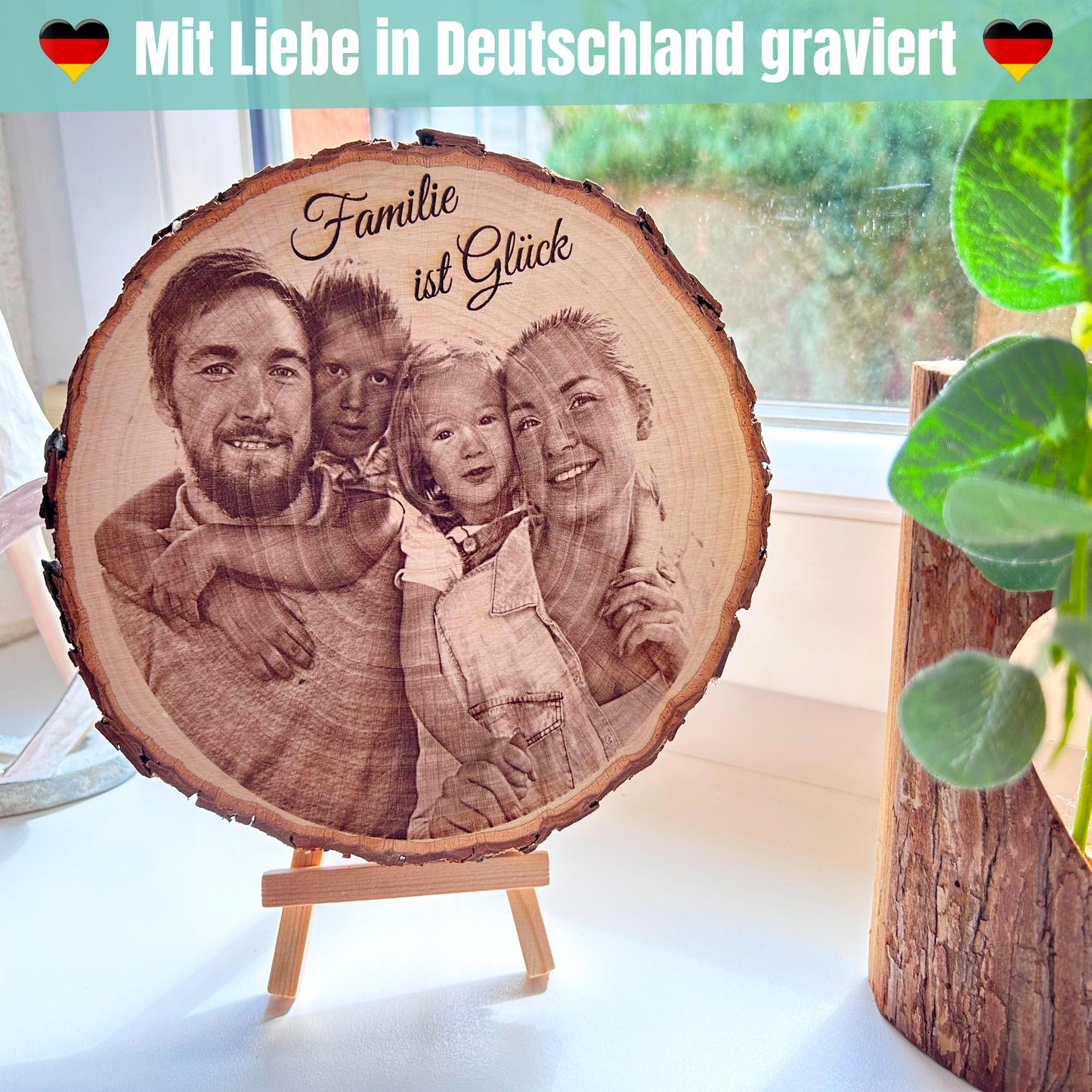 Baumscheibe mit Gravur - Dein Foto auf unseren personalisierten Geschenken