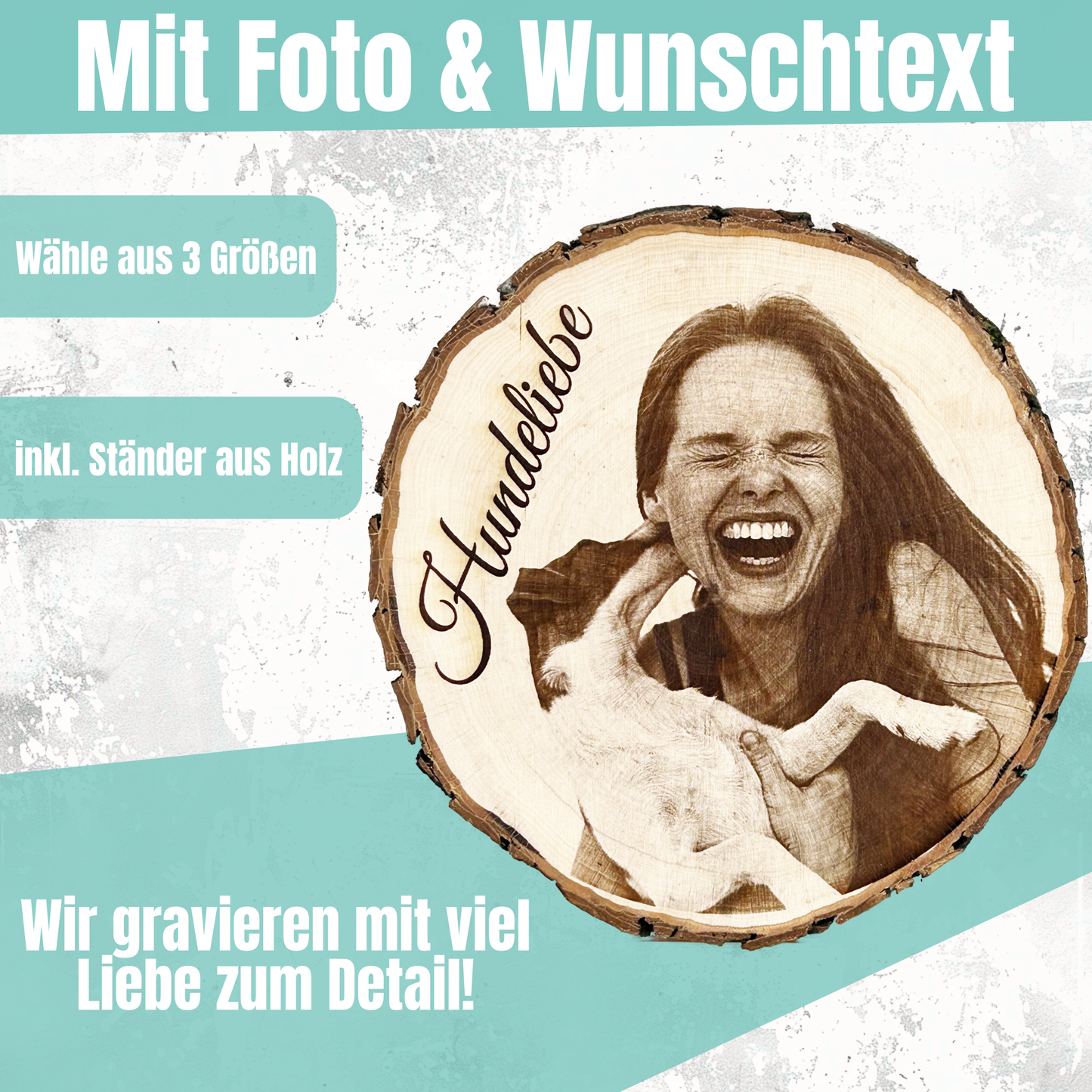 Baumscheibe mit Gravur - Dein Foto auf unseren personalisierten Geschenken