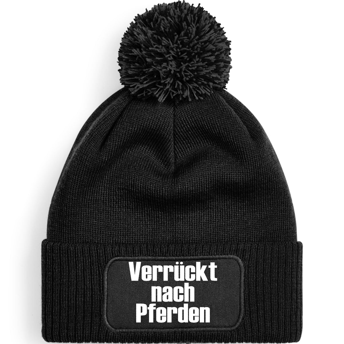 Beanie Mütze mit Bommel Verrückt nach Pferden