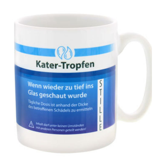 Lustige Tasse Kater Tropfen in Geschenkverpackung